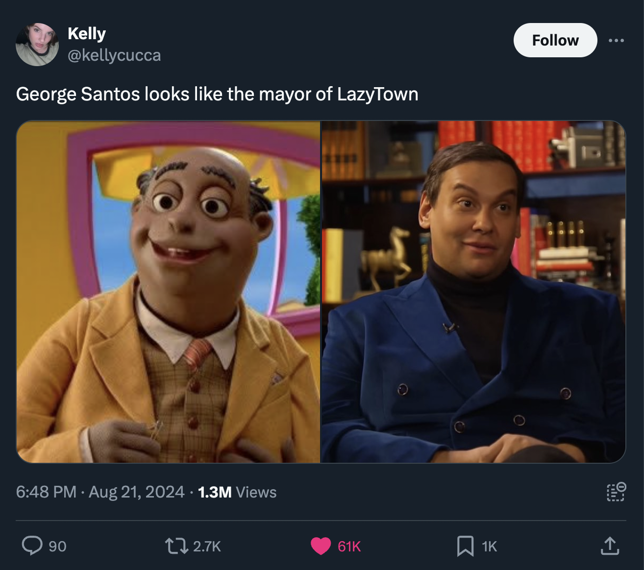 mayor meanswell meme - Kelly George Santos looks the mayor of LazyTown 1.3M Views 90 61K 1K 0